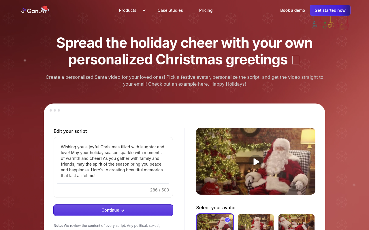 Text to Santa Videos by Gan.AI